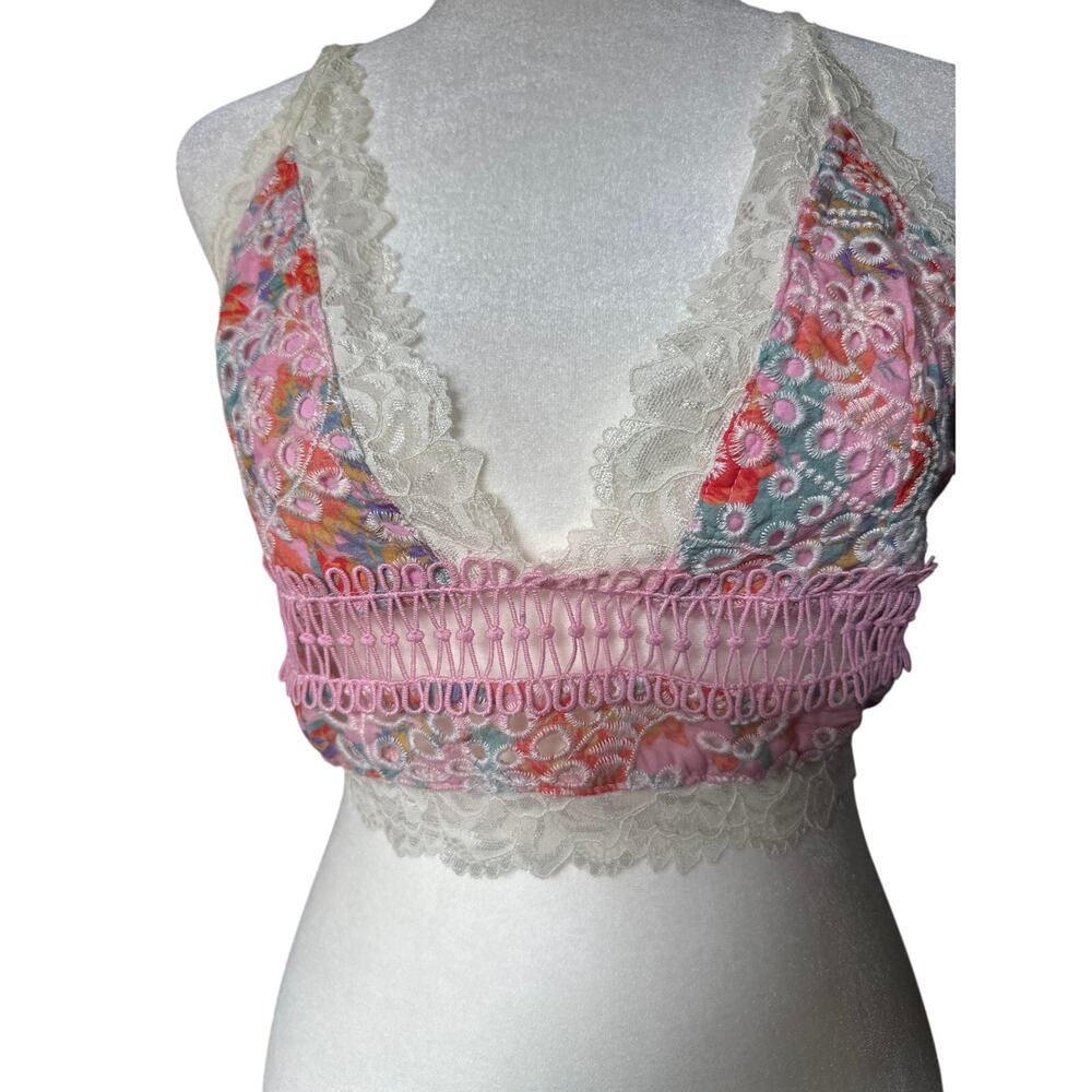 Free People White & Pink Lace Bralette - Picture 2 of 6